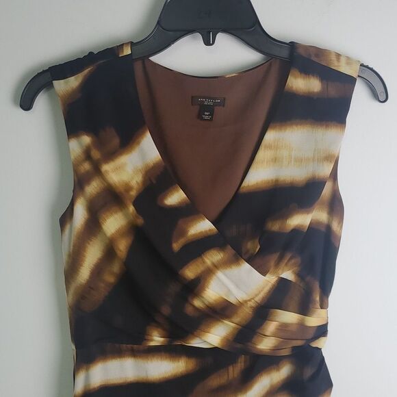 Ann Taylor Silk Printed Midi Dress - Size 0P - Picture 2 of 9